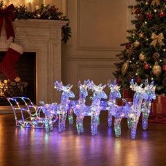Reindeers & Sleigh Christmas Decoration 320 LEDs Acrylic Multicolour 43 x 11 x 55 cm (6 pcs)