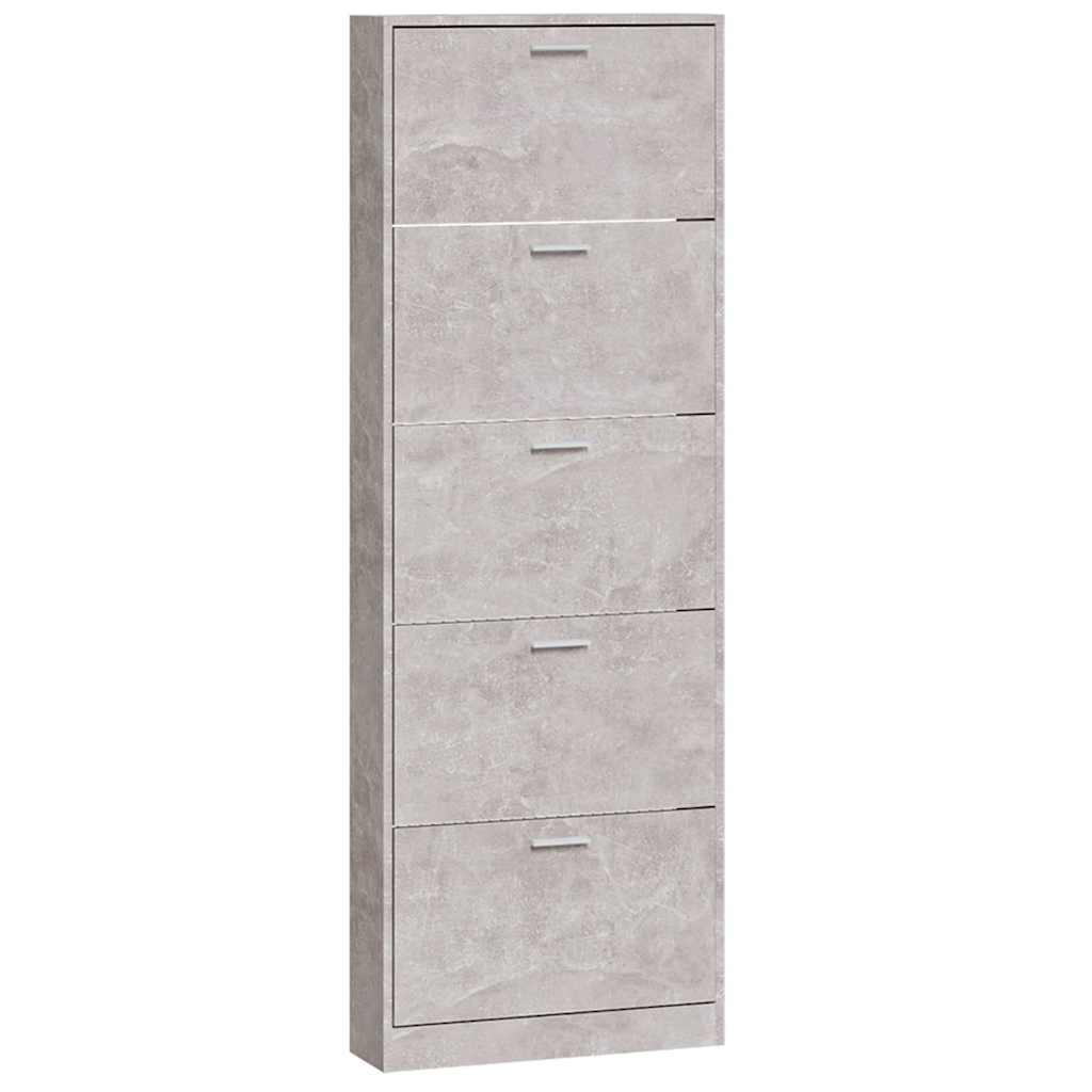 vidaXL Shoe Cabinet Concrete Grey 59x17x169 cm Engineered Wood 2