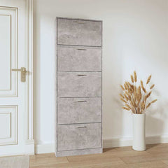 vidaXL Shoe Cabinet Concrete Grey 59x17x169 cm Engineered Wood 3