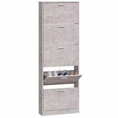 vidaXL Shoe Cabinet Concrete Grey 59x17x169 cm Engineered Wood 4