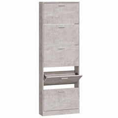 vidaXL Shoe Cabinet Concrete Grey 59x17x169 cm Engineered Wood 5