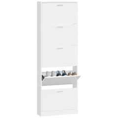 vidaXL Shoe Cabinet High Gloss White 59x17x169 cm Engineered Wood 4