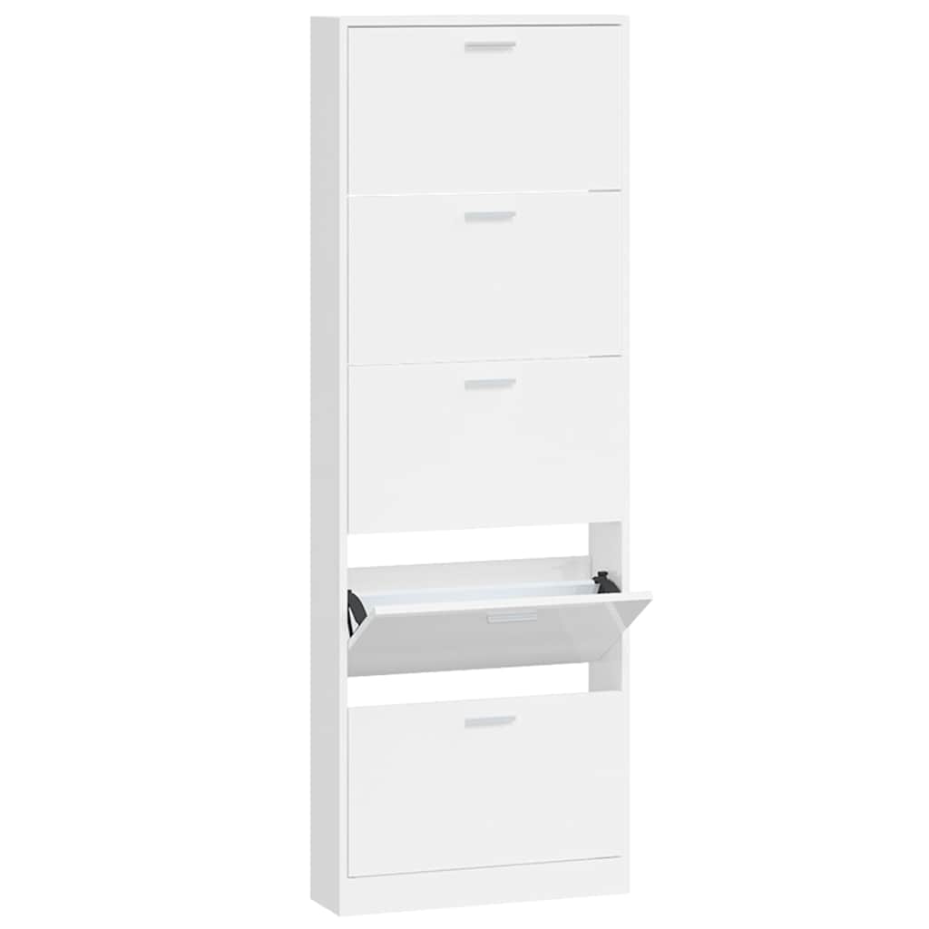 vidaXL Shoe Cabinet High Gloss White 59x17x169 cm Engineered Wood 5