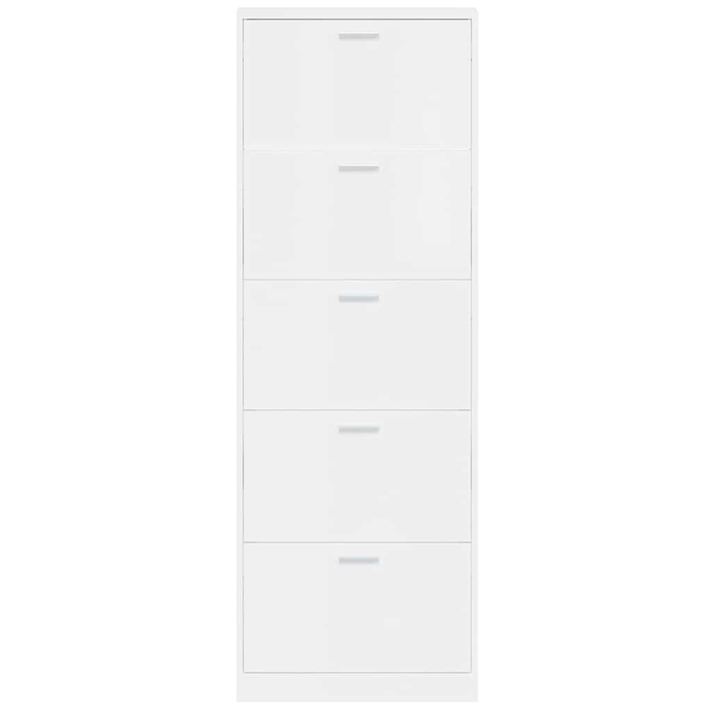 vidaXL Shoe Cabinet High Gloss White 59x17x169 cm Engineered Wood 6