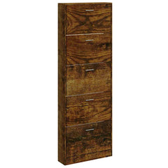 vidaXL Shoe Cabinet Smoked Oak 59x17x169 cm Engineered Wood 2