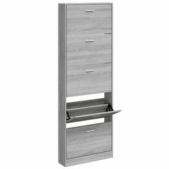 vidaXL Shoe Cabinet Grey Sonoma 59x17x169 cm Engineered Wood 3