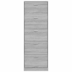vidaXL Shoe Cabinet Grey Sonoma 59x17x169 cm Engineered Wood 4