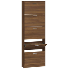 vidaXL Shoe Cabinet Brown Oak 59x17x169 cm Engineered Wood 5