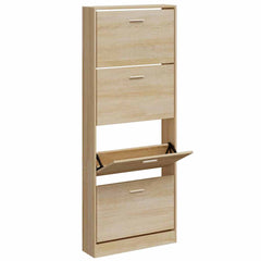 vidaXL Shoe Cabinet Oak 59x17x150 cm Engineered Wood 3