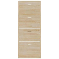 vidaXL Shoe Cabinet Oak 59x17x150 cm Engineered Wood 4