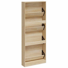vidaXL Shoe Cabinet Oak 59x17x150 cm Engineered Wood 6