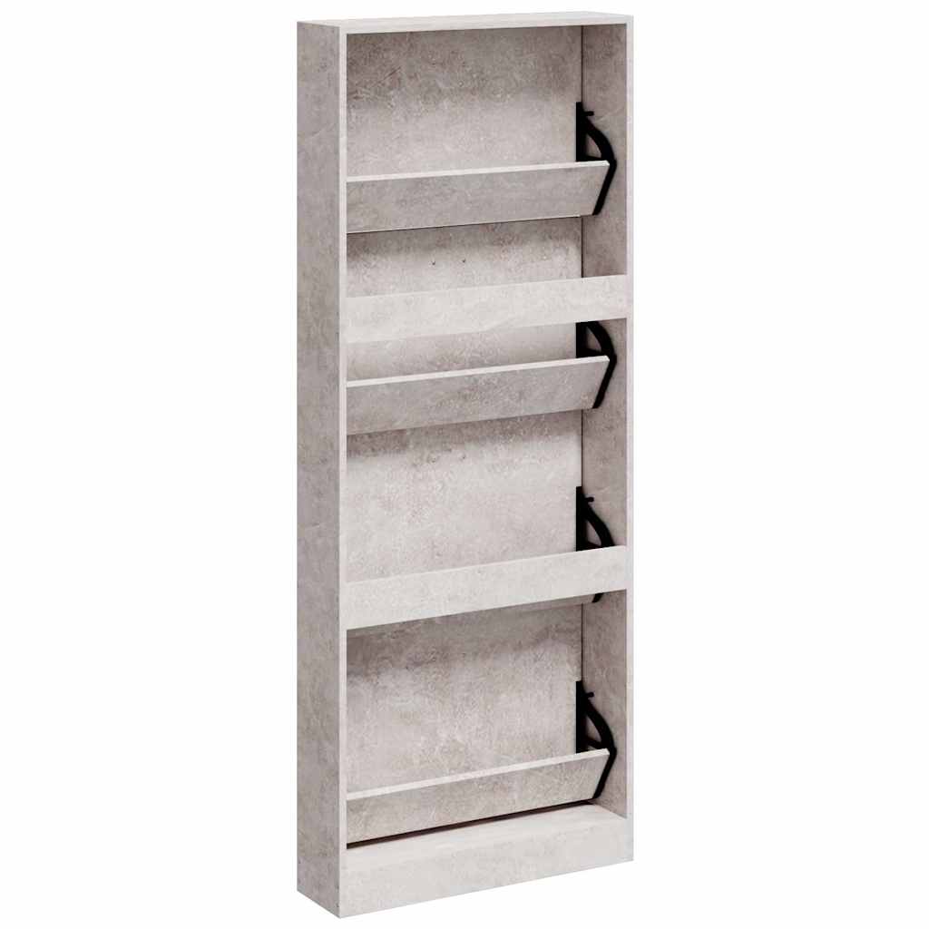 vidaXL Shoe Cabinet Concrete Grey 59x17x150 cm Engineered Wood 6