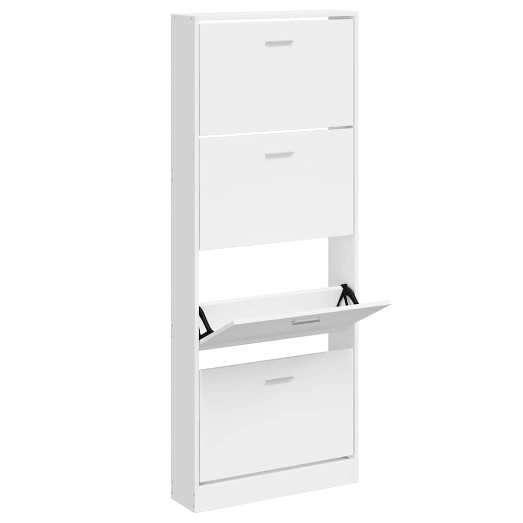 vidaXL Shoe Cabinet High Gloss White 59x17x150 cm Engineered Wood 3