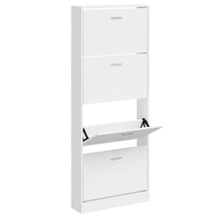 vidaXL Shoe Cabinet High Gloss White 59x17x150 cm Engineered Wood 3
