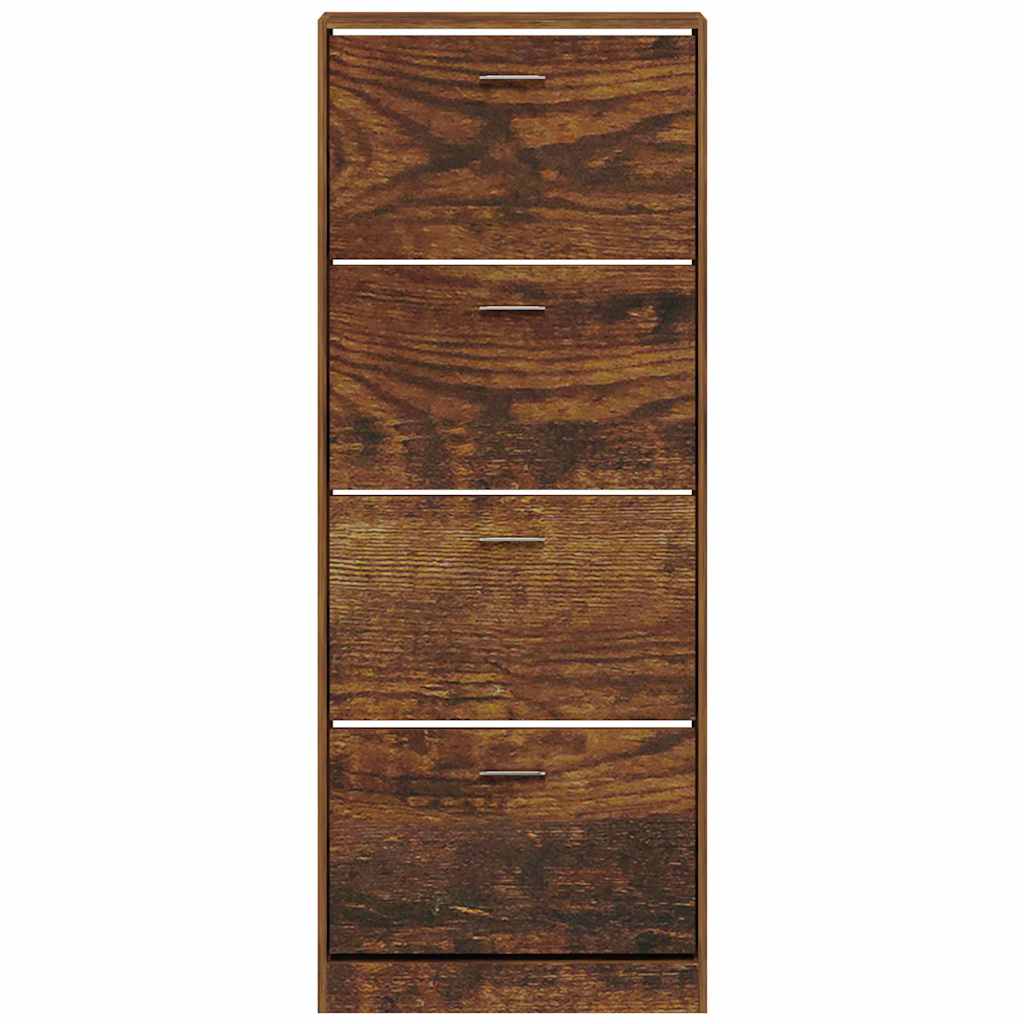 vidaXL Shoe Cabinet Smoked Oak 59x17x150 cm Engineered Wood 4