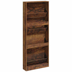 vidaXL Shoe Cabinet Smoked Oak 59x17x150 cm Engineered Wood 6