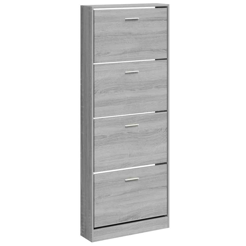 vidaXL Shoe Cabinet Grey Sonoma 59x17x150 cm Engineered Wood 2