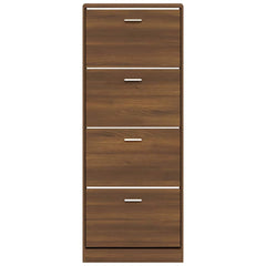 vidaXL Shoe Cabinet Brown Oak 59x17x150 cm Engineered Wood 4