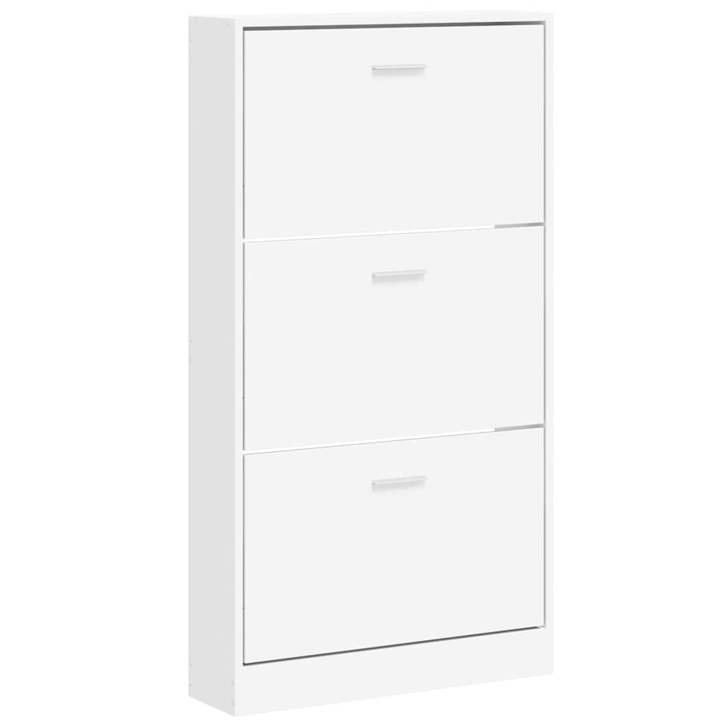 vidaXL Shoe Cabinet White 59x17x108 cm Engineered Wood 2