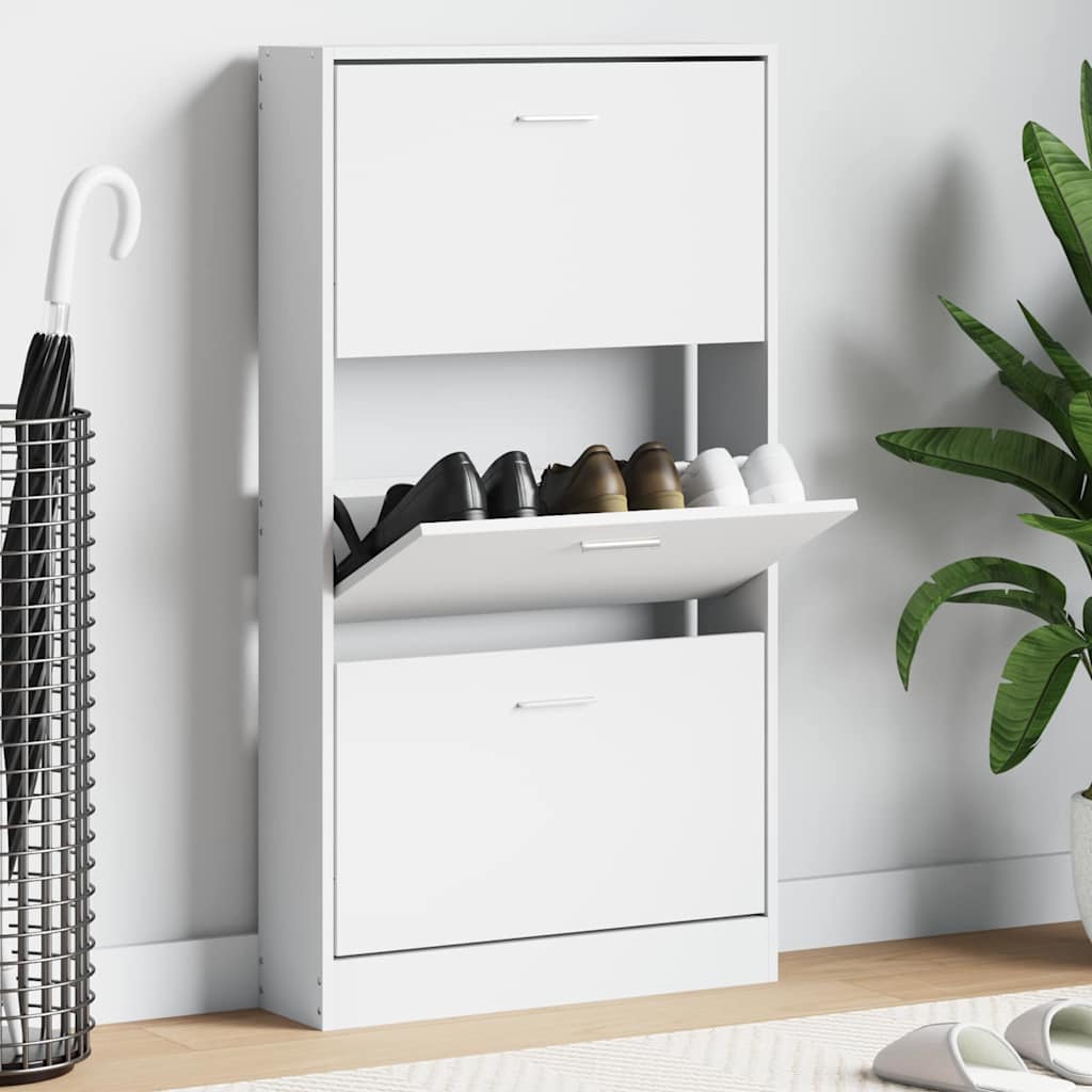 vidaXL Shoe Cabinet White 59x17x108 cm Engineered Wood 1