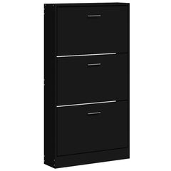 vidaXL Shoe Cabinet Black 59x17x108 cm Engineered Wood 2