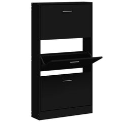 vidaXL Shoe Cabinet Black 59x17x108 cm Engineered Wood 3