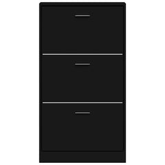 vidaXL Shoe Cabinet Black 59x17x108 cm Engineered Wood 4
