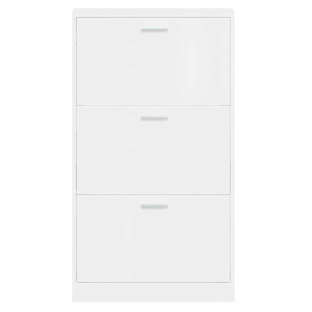 vidaXL Shoe Cabinet High Gloss White 59x17x108 cm Engineered Wood 6