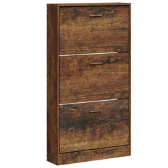 vidaXL Shoe Cabinet Smoked Oak 59x17x108 cm Engineered Wood 2