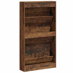 vidaXL Shoe Cabinet Smoked Oak 59x17x108 cm Engineered Wood 6