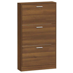 vidaXL Shoe Cabinet Brown Oak 59x17x108 cm Engineered Wood 5