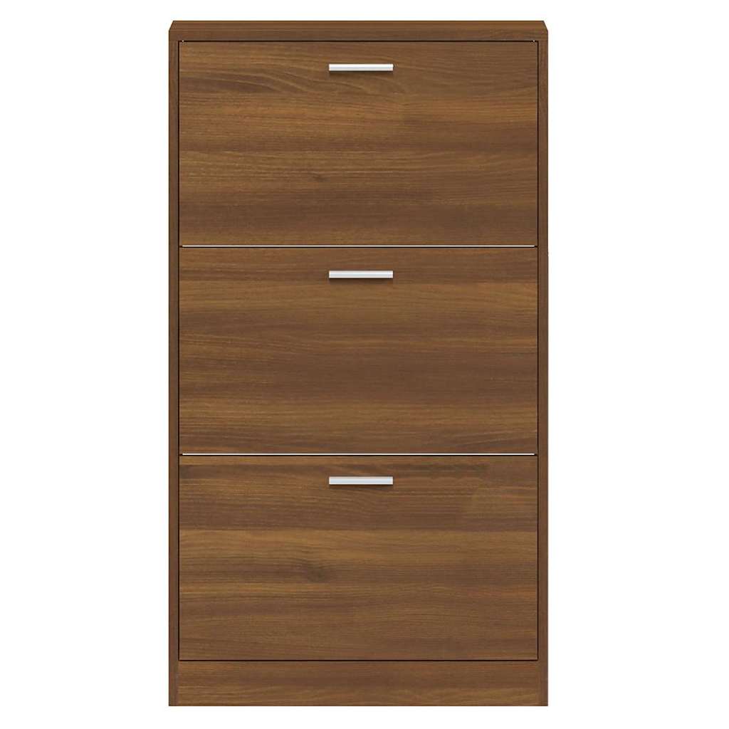 vidaXL Shoe Cabinet Brown Oak 59x17x108 cm Engineered Wood 6