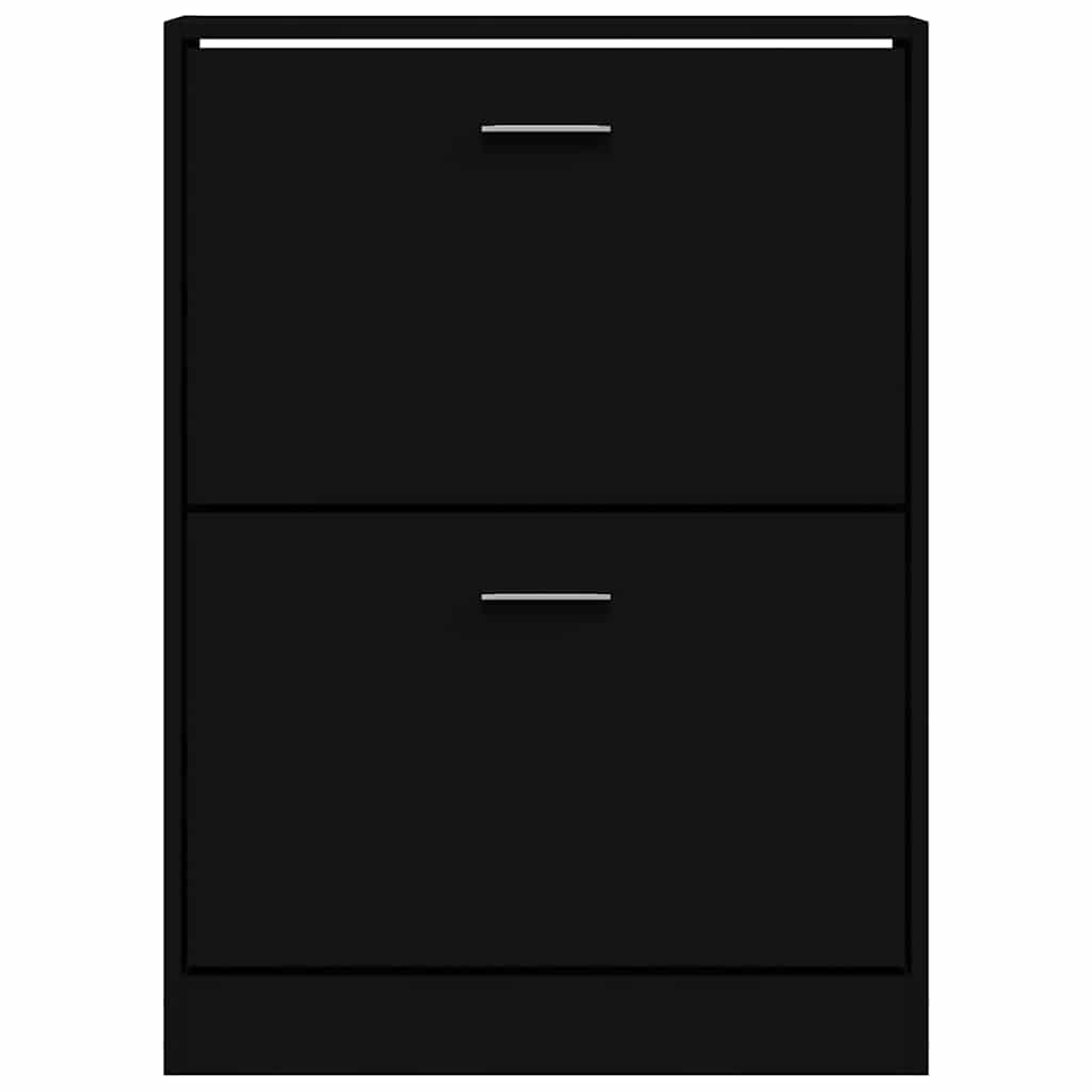 vidaXL Shoe Cabinet Black 59x17x81 cm Engineered Wood 4