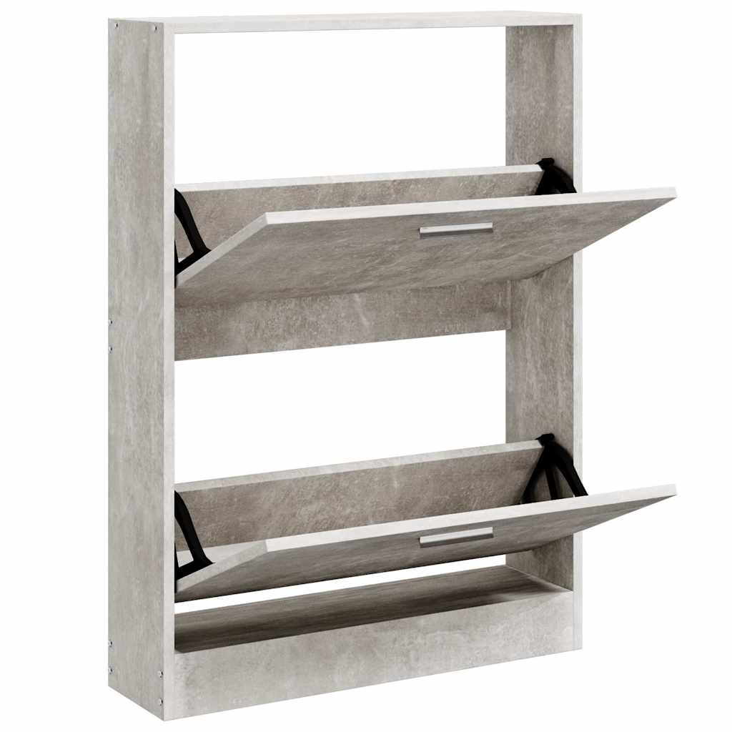 vidaXL Shoe Cabinet Concrete Grey 59x17x81 cm Engineered Wood 3