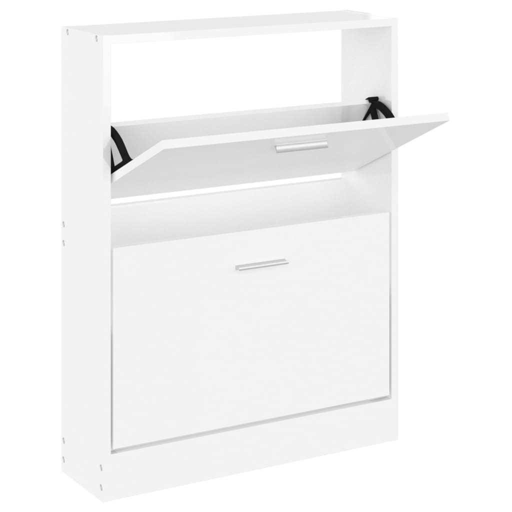 vidaXL Shoe Cabinet High Gloss White 59x17x81 cm Engineered Wood 2