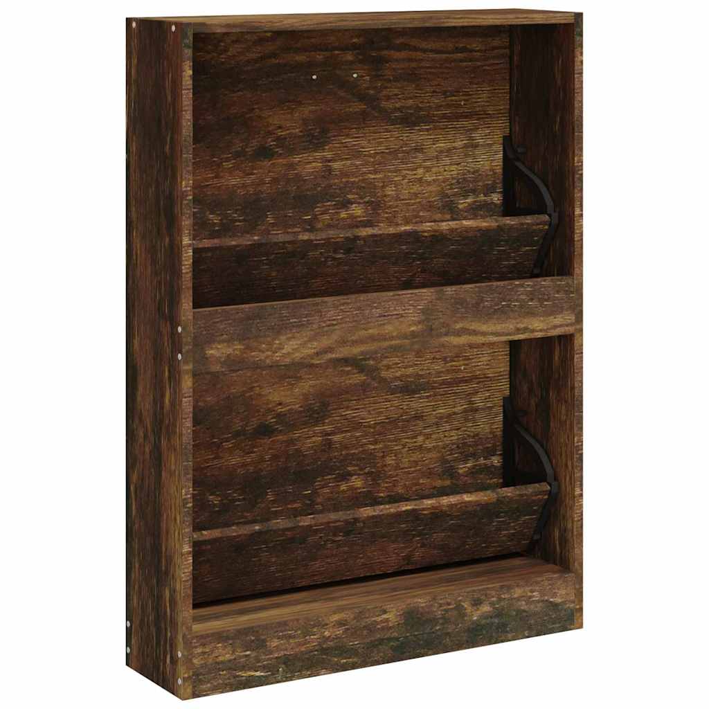 vidaXL Shoe Cabinet Smoked Oak 59x17x81 cm Engineered Wood 6