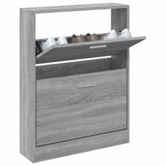 vidaXL Shoe Cabinet Grey Sonoma 59x17x81 cm Engineered Wood 3