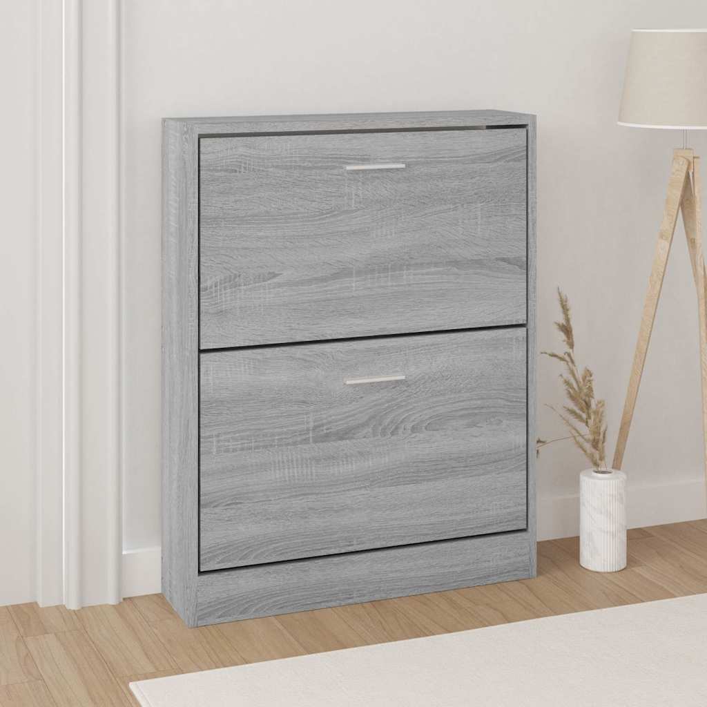 vidaXL Shoe Cabinet Grey Sonoma 59x17x81 cm Engineered Wood 1
