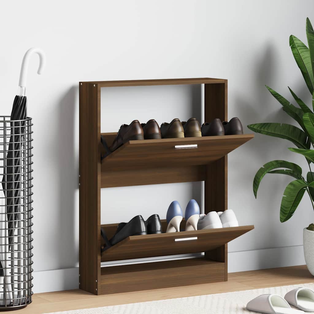 vidaXL Shoe Cabinet Brown Oak 59x17x81 cm Engineered Wood 1