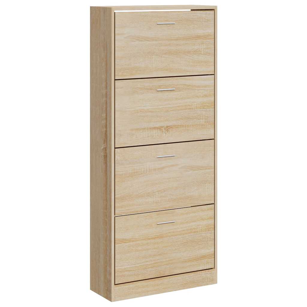 vidaXL Shoe Cabinet Sonoma Oak 63x24x147 cm Engineered Wood 2