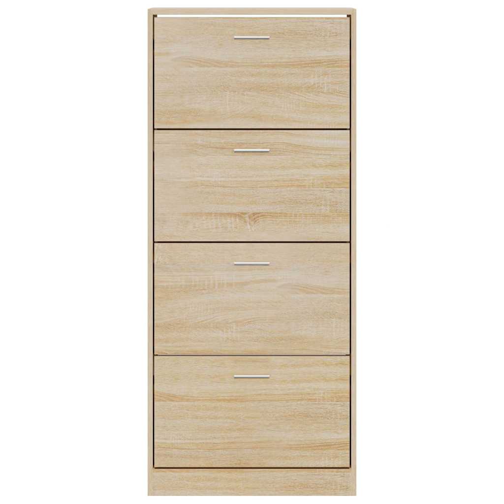 vidaXL Shoe Cabinet Sonoma Oak 63x24x147 cm Engineered Wood 4