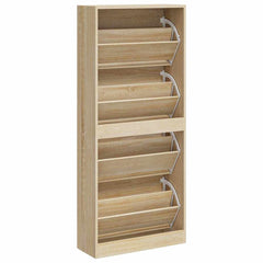 vidaXL Shoe Cabinet Sonoma Oak 63x24x147 cm Engineered Wood 6