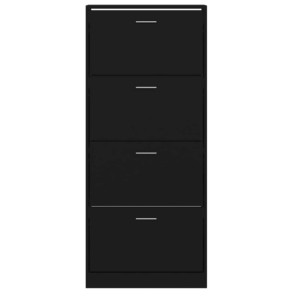 vidaXL Shoe Cabinet Black 63x24x147 cm Engineered Wood 4