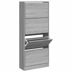 vidaXL Shoe Cabinet Grey Sonoma 63x24x147 cm Engineered Wood 3
