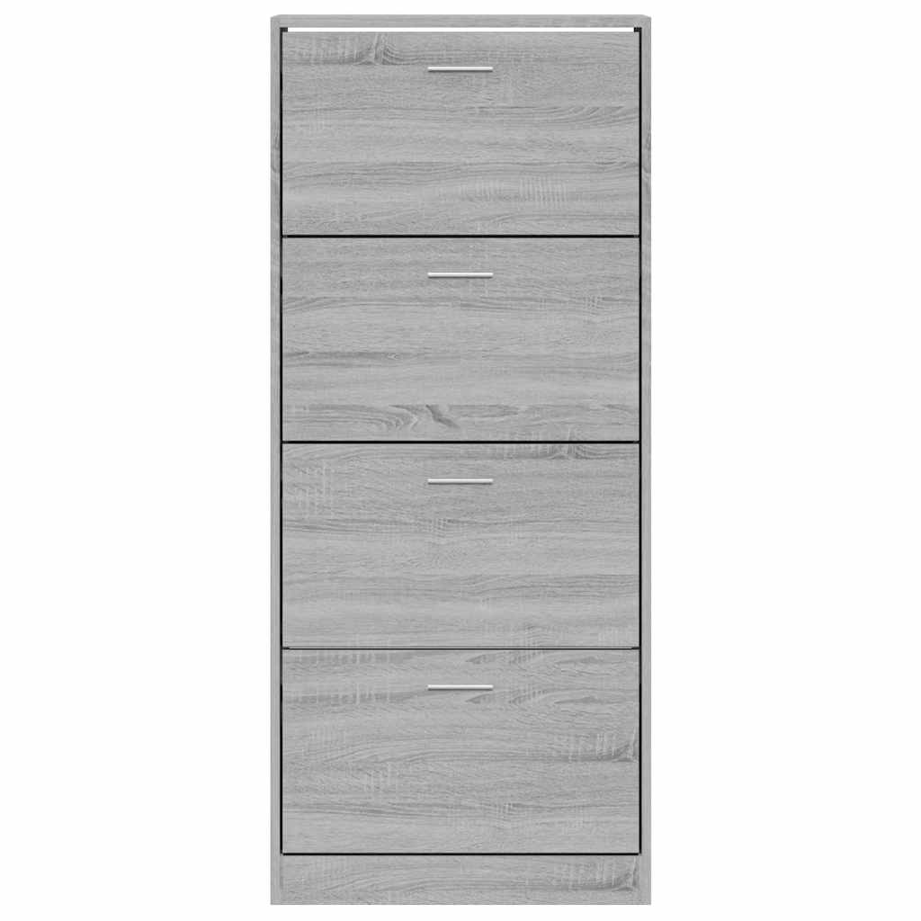 vidaXL Shoe Cabinet Grey Sonoma 63x24x147 cm Engineered Wood 4