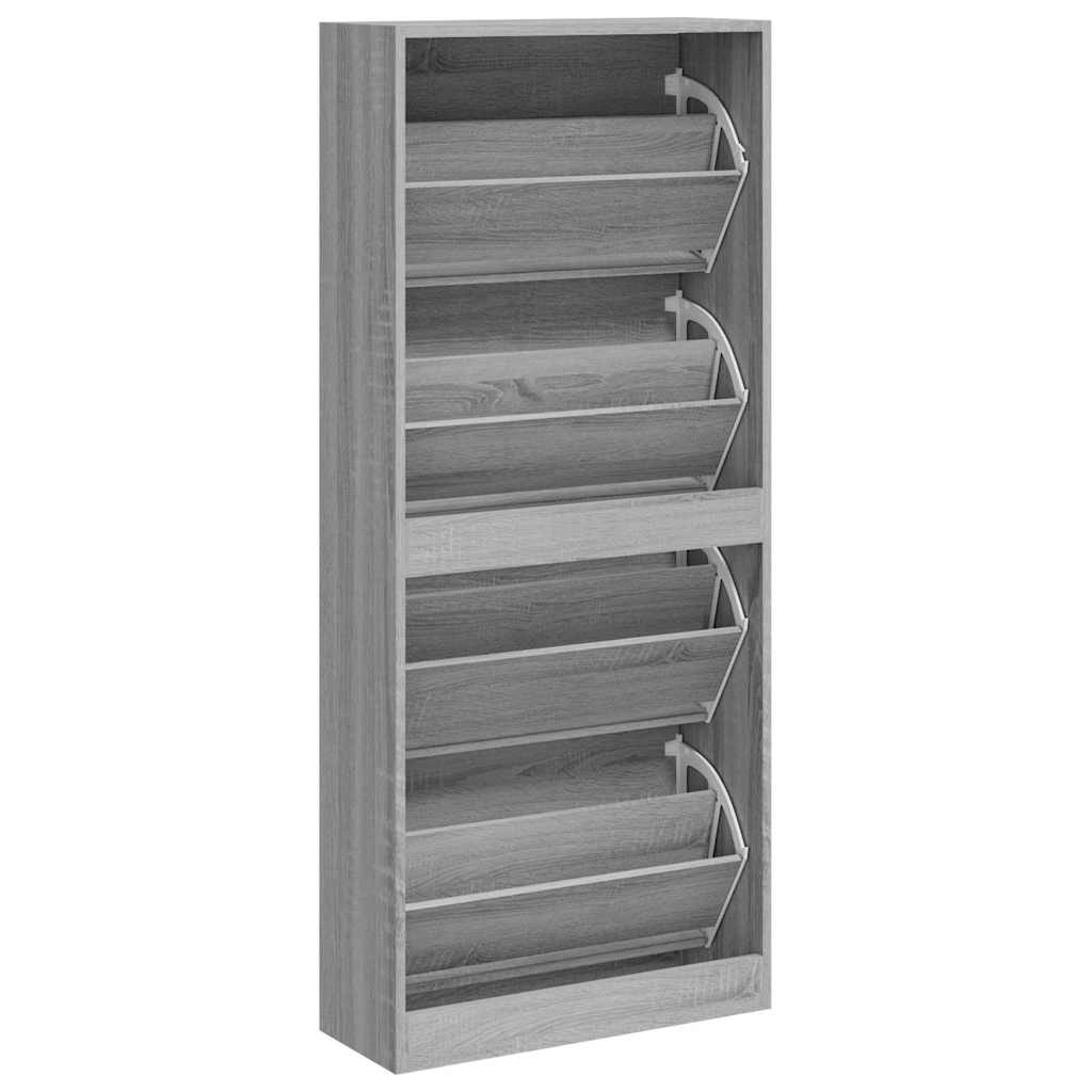 vidaXL Shoe Cabinet Grey Sonoma 63x24x147 cm Engineered Wood 6