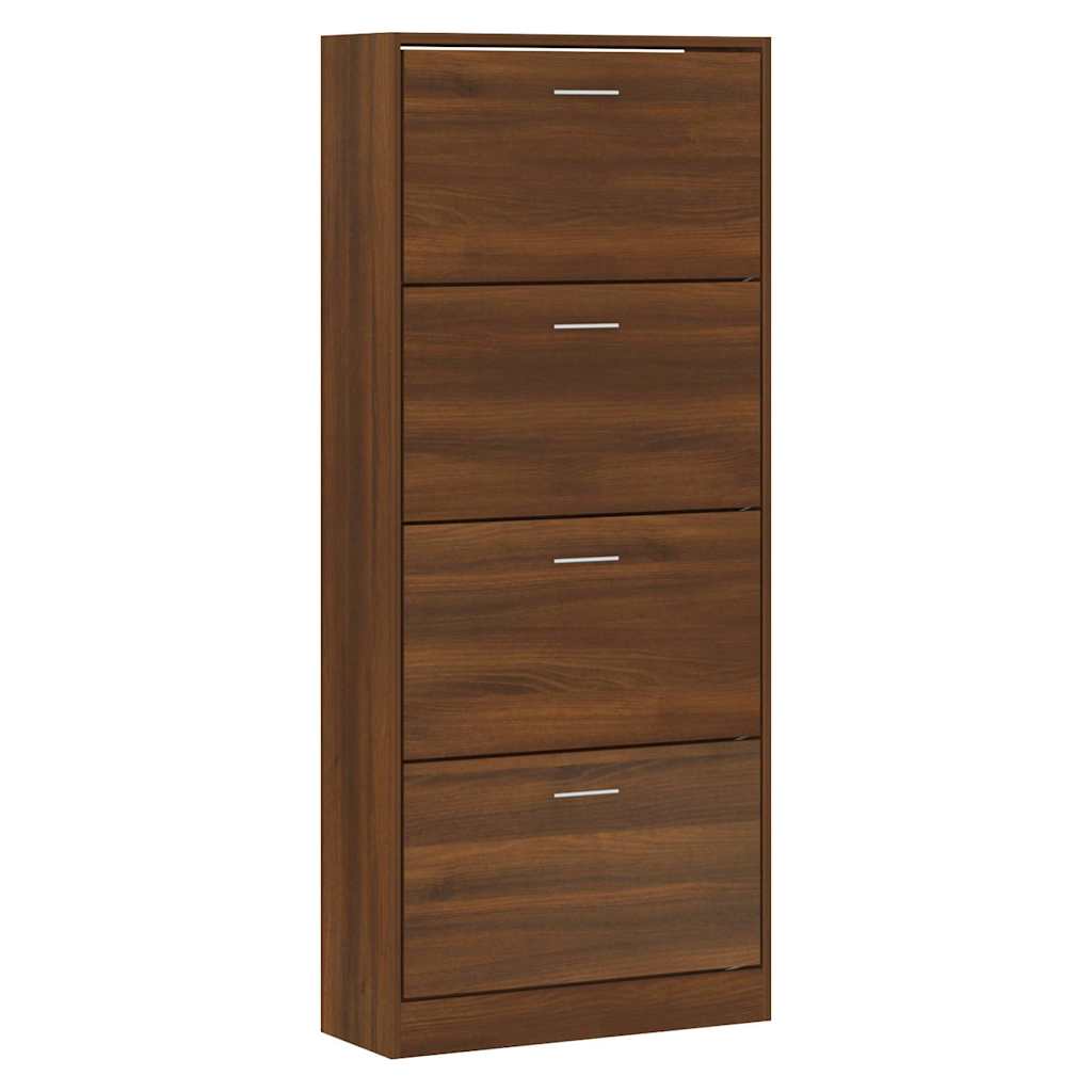 vidaXL Shoe Cabinet Brown Oak 63x24x147 cm Engineered Wood 3
