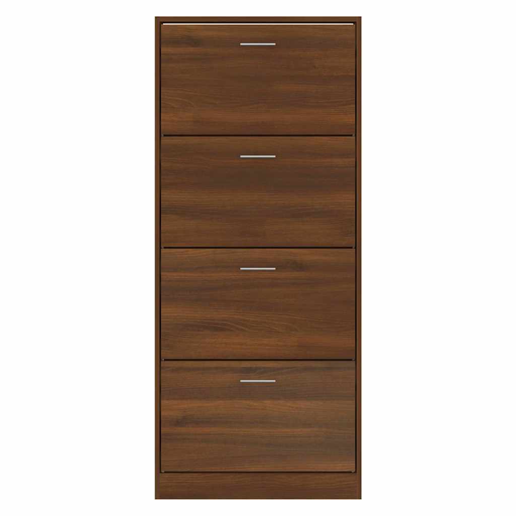 vidaXL Shoe Cabinet Brown Oak 63x24x147 cm Engineered Wood 4