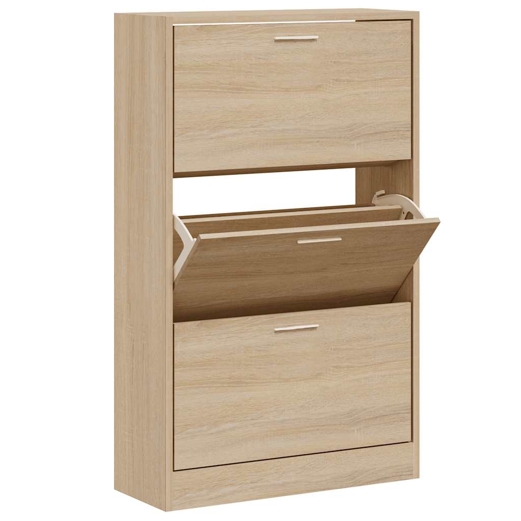 vidaXL Shoe Cabinet Sonoma Oak 63x24x103 cm Engineered Wood 3