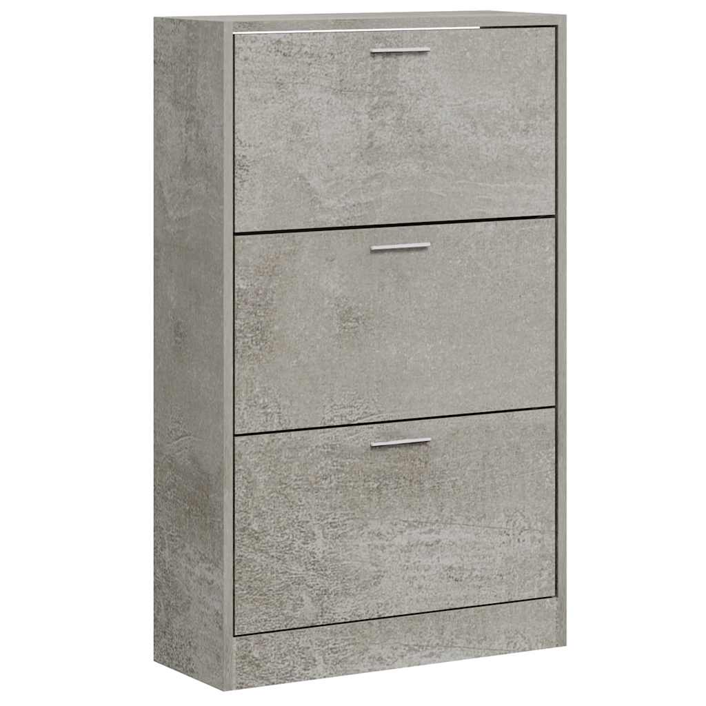 vidaXL Shoe Cabinet Concrete Grey 63x24x103 cm Engineered Wood 2